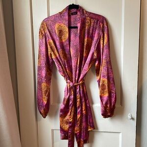 Pink satin robe
